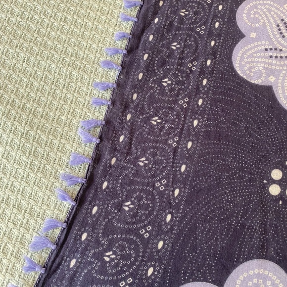 ECHO COTTON BLUE FRINGE SCARF SHAWL - Picture 9 of 14